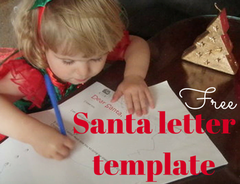 Little girl writing on a Love Santa letter template