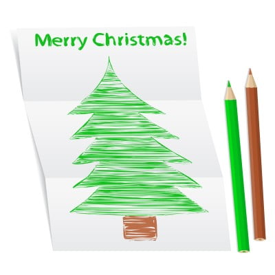 Pencil drawing of a Christmas tree