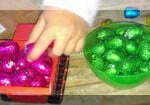 sorting colours of Easter eggs