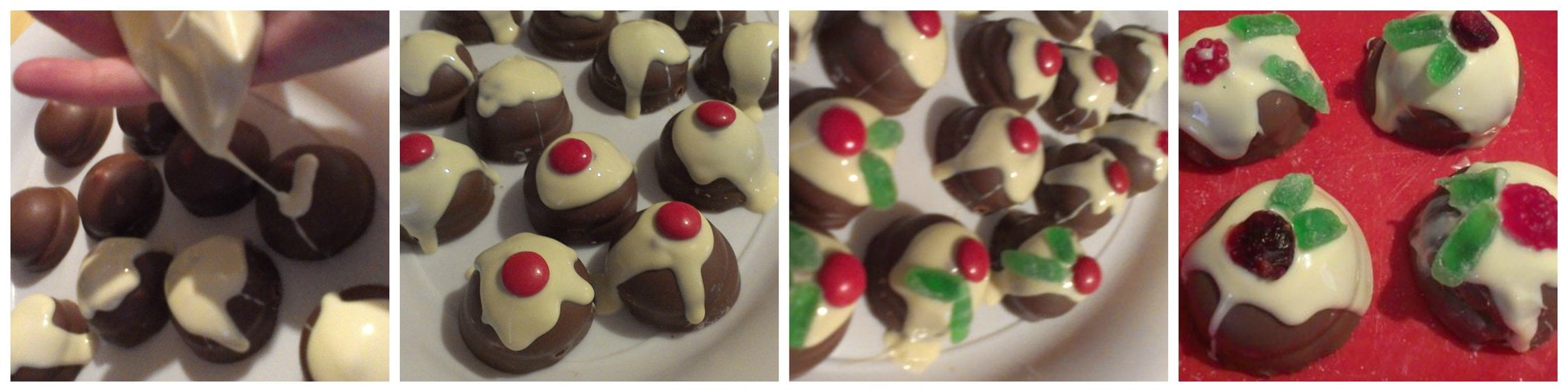 Stages of creating some Royal Puddings as a Christmas treat or snack for Santa