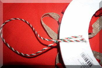 | love santa View of the back of the wreath where handing loop is attached