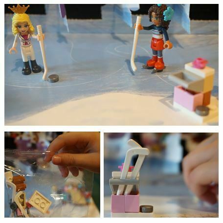 Collage of images of Lego ice-hockey from advent calendar