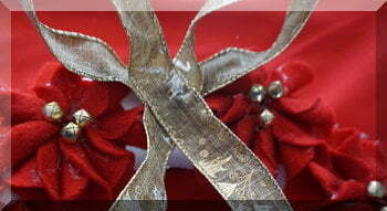 | love santa Ribbon glued onto wreath to form a bow