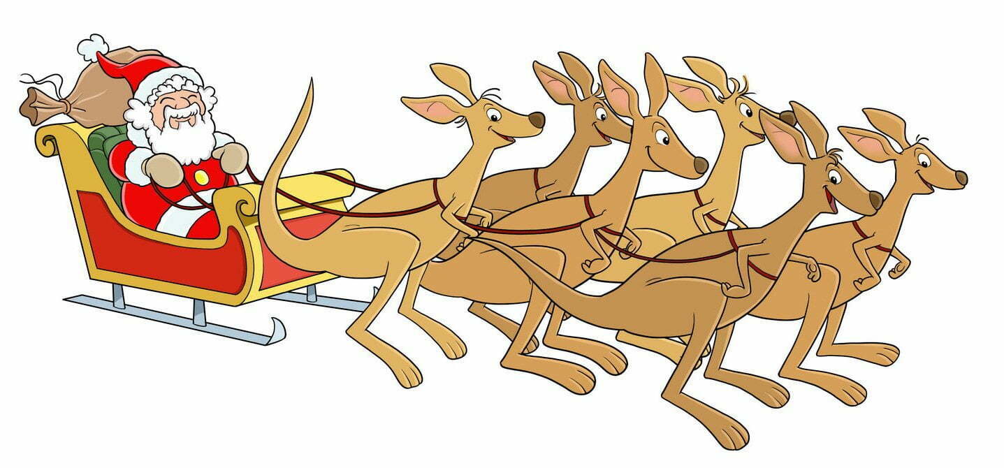 Six boomers pulling Sata's sleigh