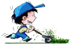 | love santa cartoon boy owing grass