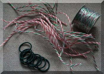 | love santa green hair ties and Christmas ribbon cut into strips