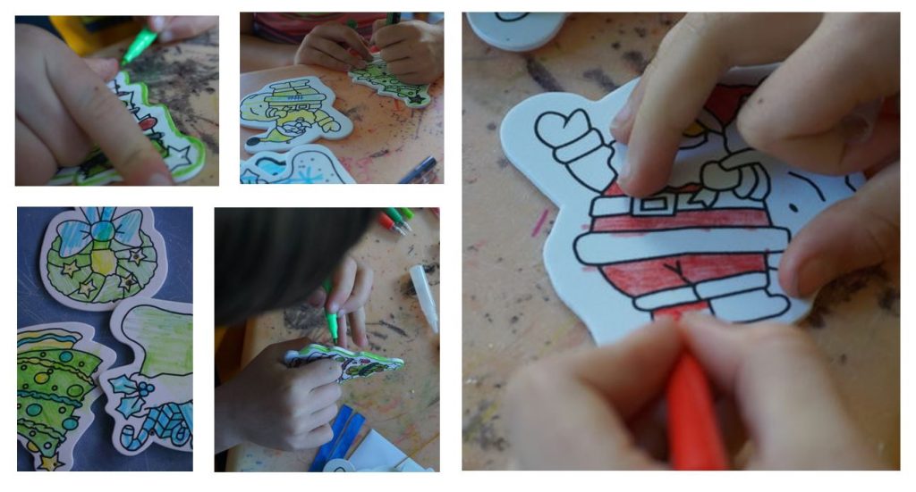 children working on foam ornaments