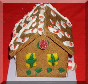 back wall of the decorated gingerbread house