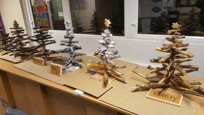 | love santa Christmas trees made out of sticks