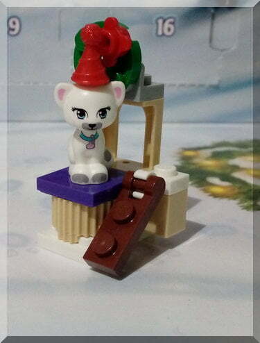 Lego cat on a scratching post stand