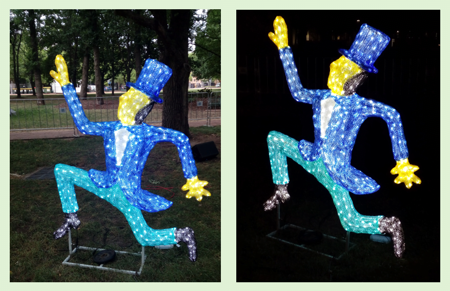 CHristmas sculptures of two lords leaping