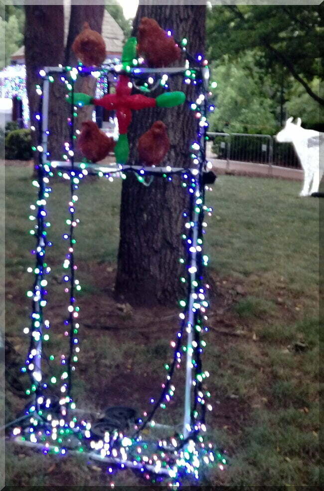 Christmas lights display of calling birds