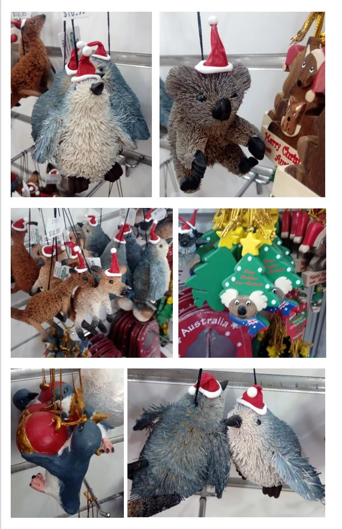 The shop display of Aussie Christmas animal ornaments