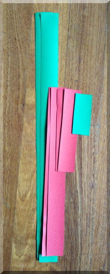 red and green cardboard strips