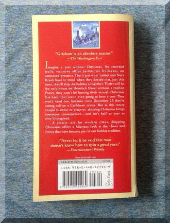 Back cover of book Skipping Christmas
