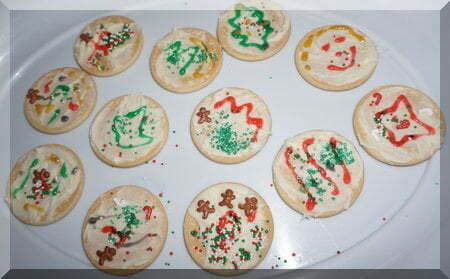 platter of decorated Christmas biscuits for a class party
