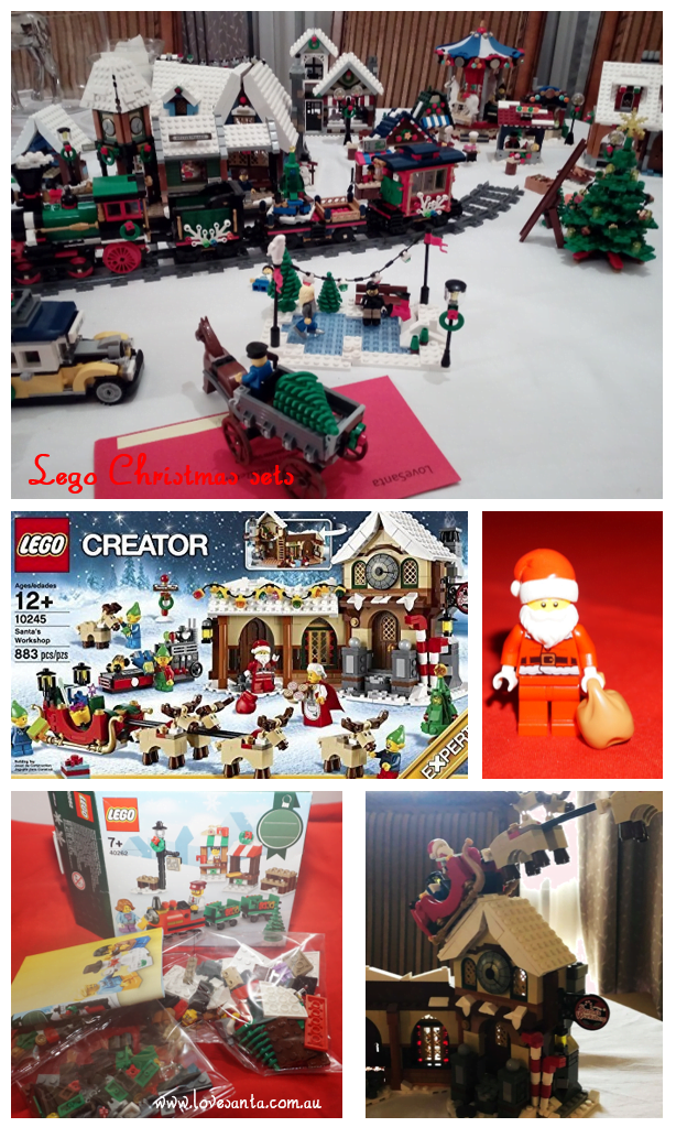 collage of Lego Christmas set images