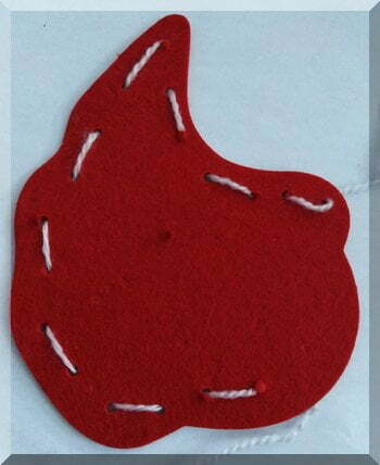 red felt with white stitching