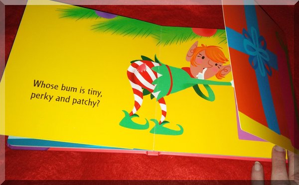 Inner page of whose bum at Christmas showing an elf