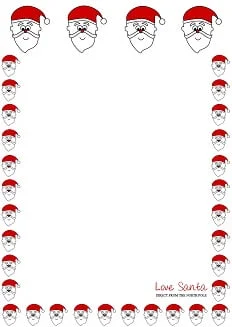Sample Love Santa letterhead with a border of Santa faces