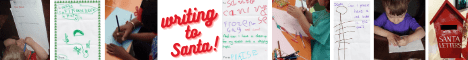 Collage of photos of chidlren writing letters to Santa