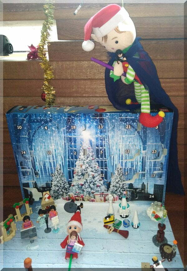 Christmas elves visiting Hogwarts advent calendar on paint brushes