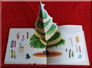 Pop up Christmas tree within The Crayon's Christmas picture book
