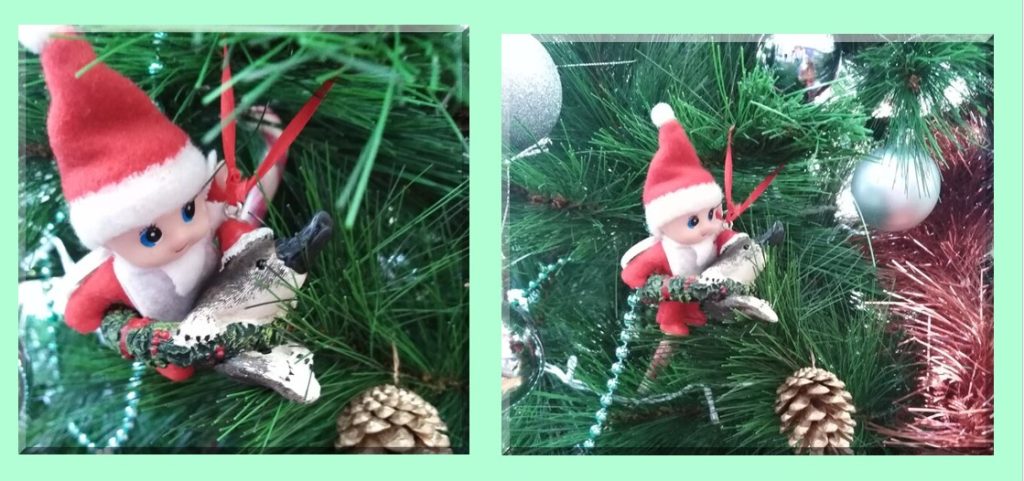 Ginger-platypus-wreath-on-tree-collage | love santa