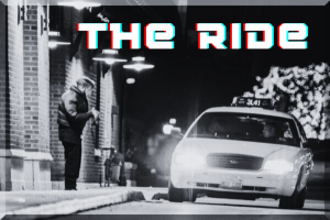 The ride-title | love santa Title for the movie The Ride, a Christmas Eve Parable, above a taxi collecting a man at a train station in the dark